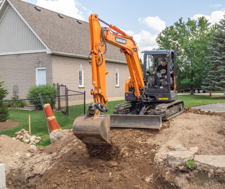 Doosan mini excavator grading and leveling